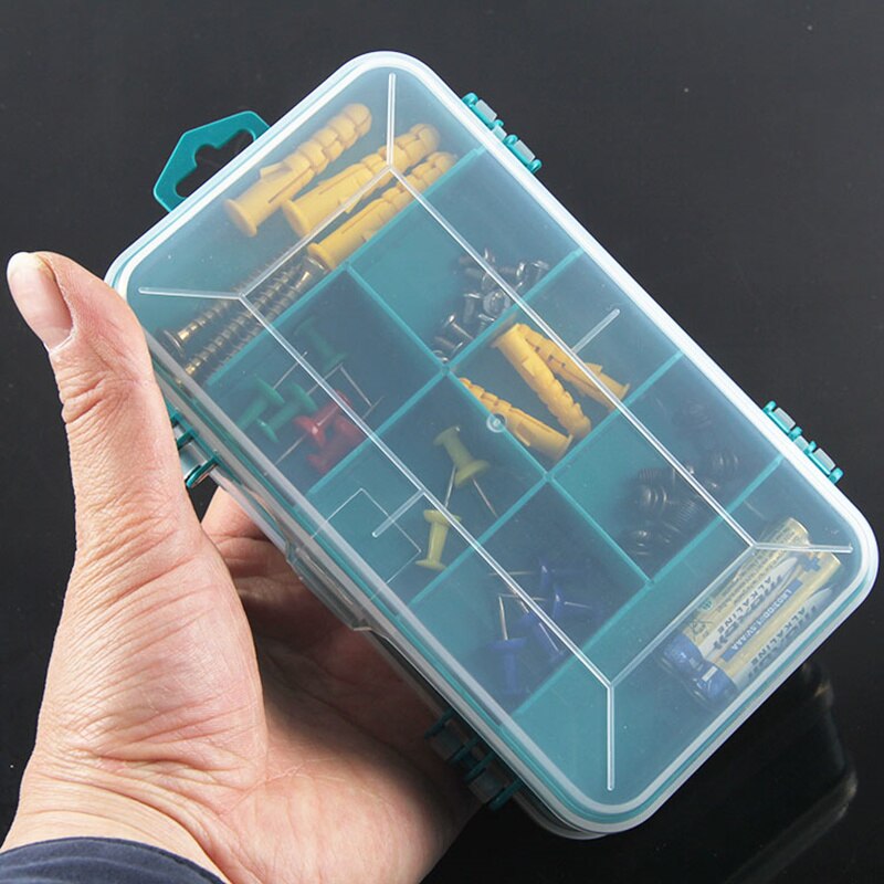 Transparent Double Layer 13 Grid Tool Box PP Plastic Impact Resistance Screw Parts Storage Box Container Tool box