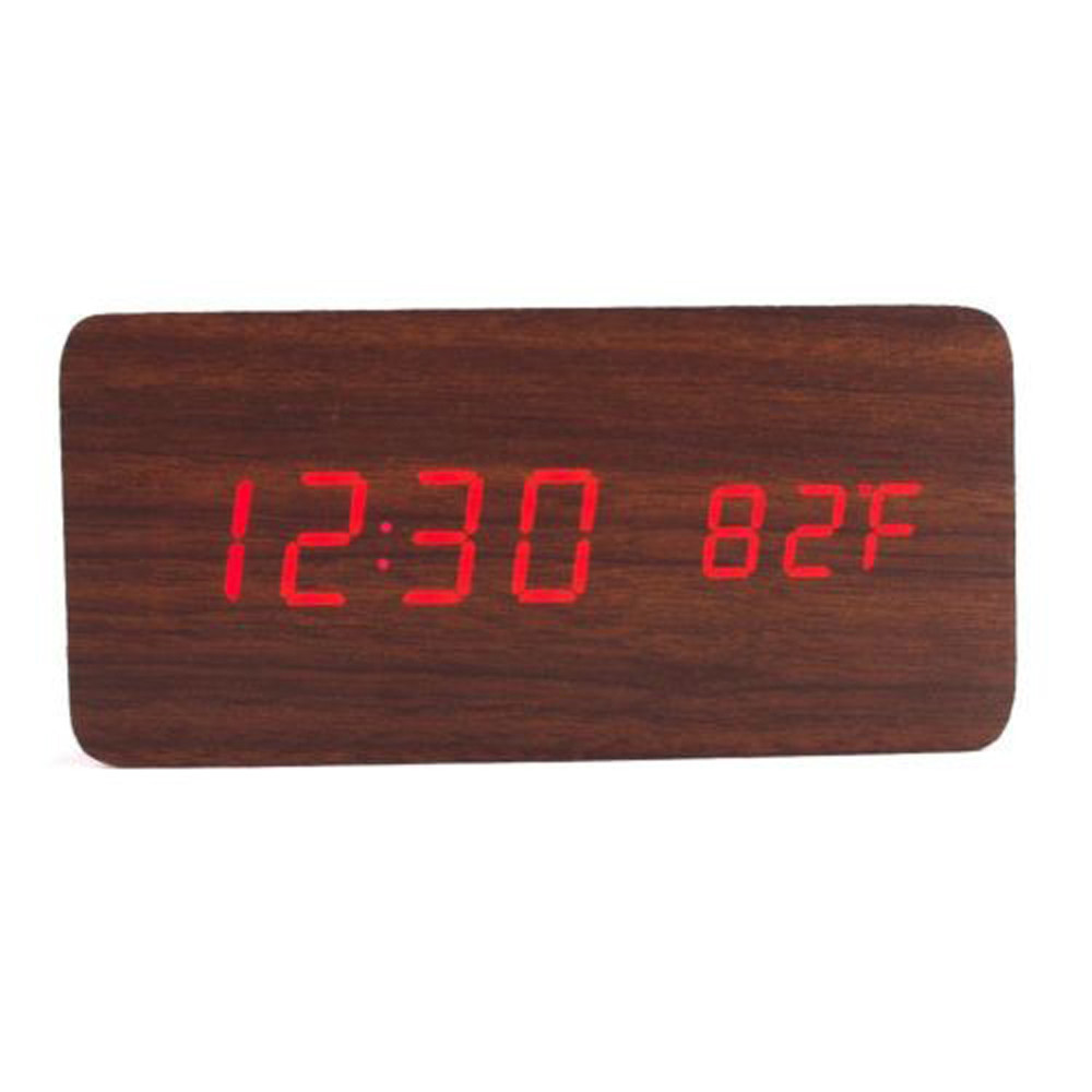 Voice Control Kalender Thermometer Houten Led Digitale Wekker Usb/aaa Digitale Tijd Temperatuur Display Home Decoratie Klok