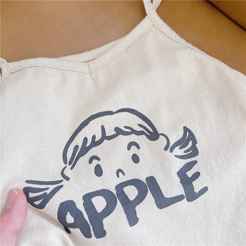 Canotte per bambini di nuovo arrivo Kid Girl Cute Doll alfabeto stampa top senza maniche Baby Boy Fashion semplice cotone Cool Sling