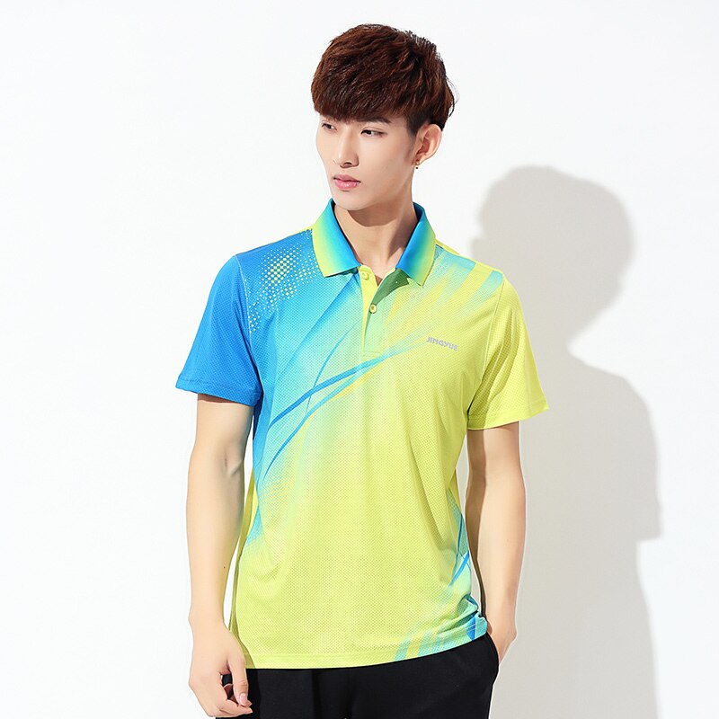 Hengittävä paita kaulus sulkapallo käyttää tennisvalkoisia ja nopeasti kuivuvia lyhythihaisia urheilupaitoja