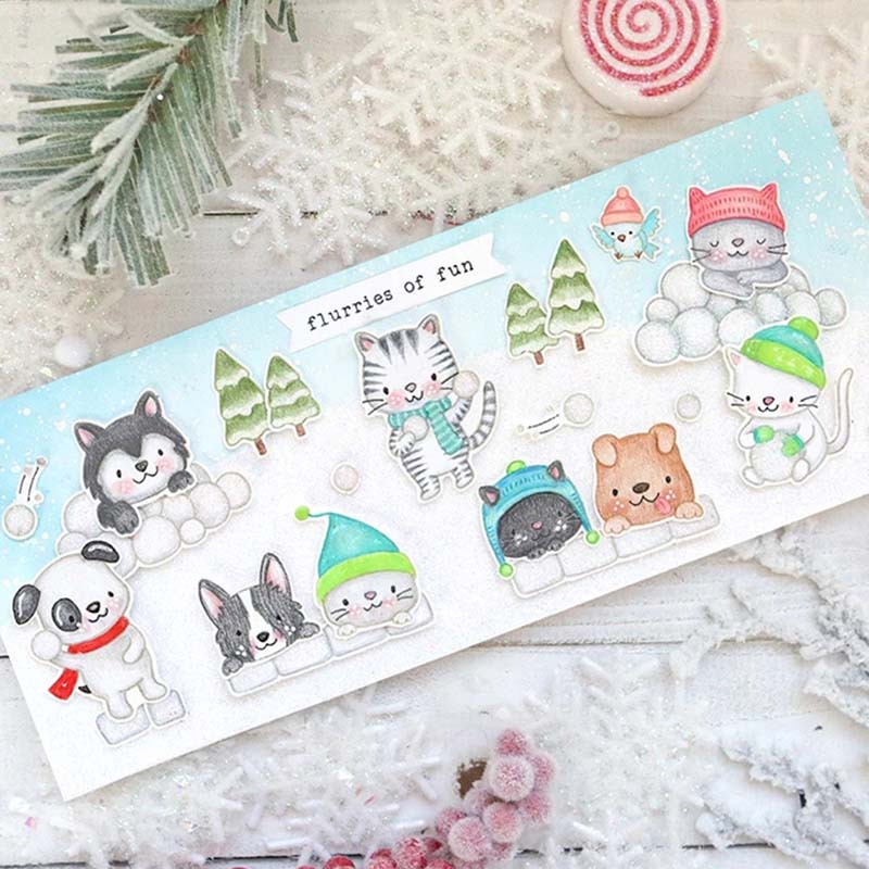 Zima zwierząt przezroczysty silikon matryce robić cięcia metalu i wyczyść pieczęć pieczęć robić album na zdjęcia DIY robić scrapbookingu dekoracyjne