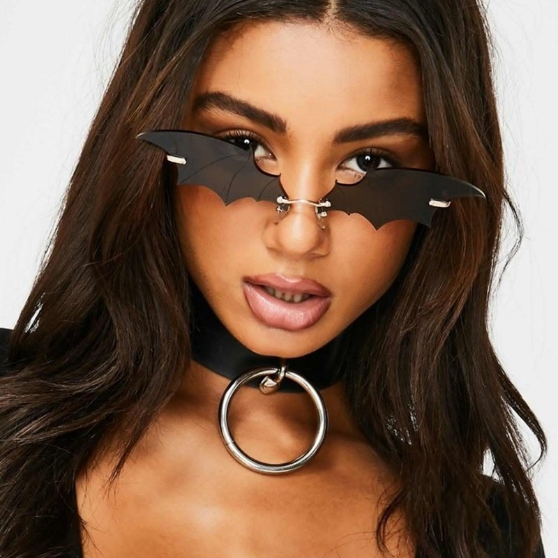 Gafas de sol con forma de murciélago y ojo de gato para hombre y mujer, lentes de sol Unisex sin montura de lujo, estilo Punk, para pescar, único