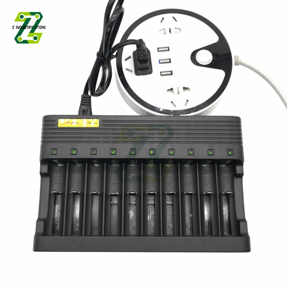 18650 Battery Charger Smart Lithium Charging Li-ion Rechargeable Battery Charger 10Slots For 14500 16350 18500