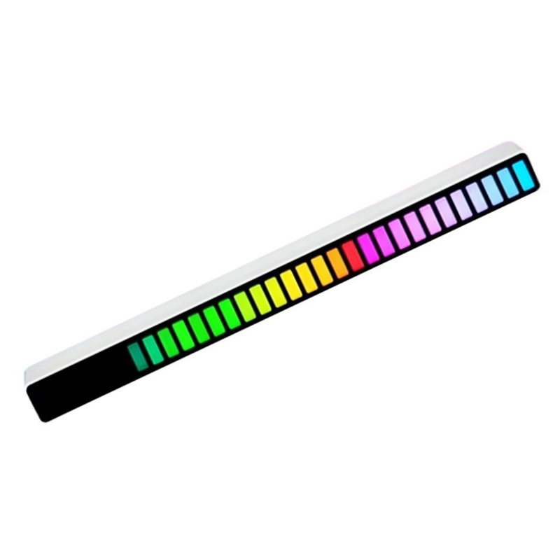 Visualisation du rythme de battement de musique, commande vocale, capteur de son, lumière, pour ordinateur de bureau, voiture, barre lumineuse RGB, affichage LED: White