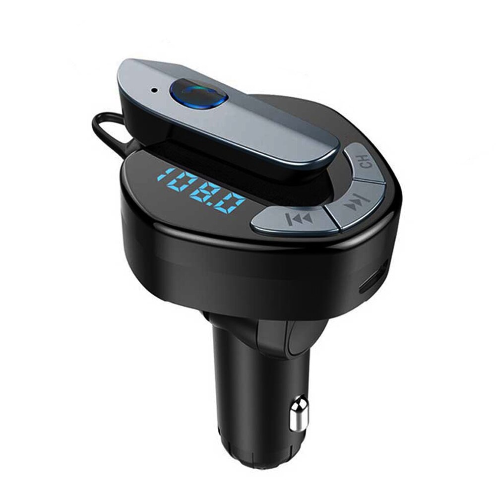Bluetooth-autoladegerät mit kopfhörern,  mp3 -player-adapter, hd-freisprechfunktion und led-display für iphone 11 pro, xiaomi und samsung zubehör: Default Title