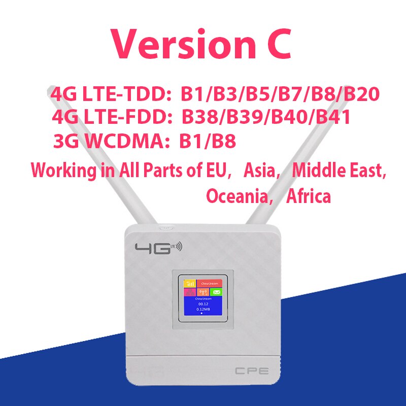 4G Lte Wifi Router Met Sim Card Slot CAT4 150Mbps Draadloze Cpe Fdd/Tdd Unlock Modem Externe antennes Wan/Lan RJ45: Verion C