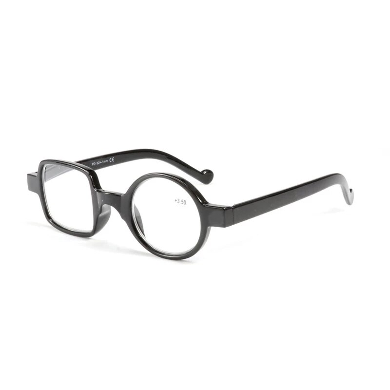 Nonor Ronde Vierkante Asymmetrische Delicate Mannen Vrouwen Leesbril Presbyopie Bril Verziendheid Brillen Optische Frame Brillen: +300 / black
