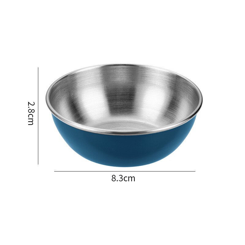 6Pcs 3.3in Stainless Steel Small Serving Bowls Sauce Dishes Round Sushi Dipping Bowl Seasoning Dish Appetizer Plates Metal Ramek: Silver blue