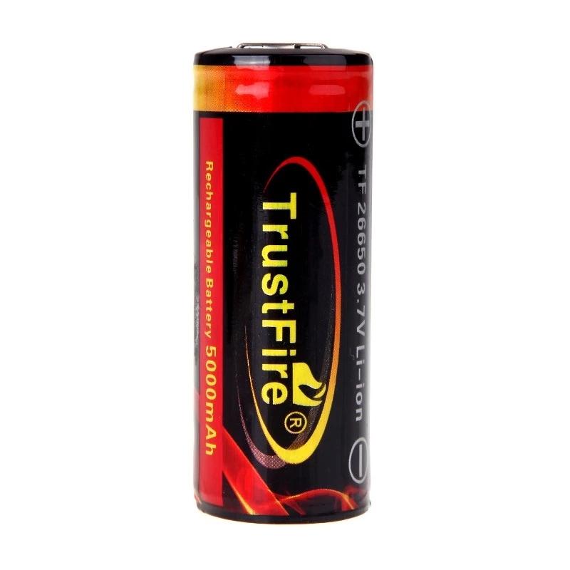 100% Original TrustFire 26650 3.7V 5000Mah Rechargeable Lithium Battery With PCB Protected Board for LED Flashlight: Red