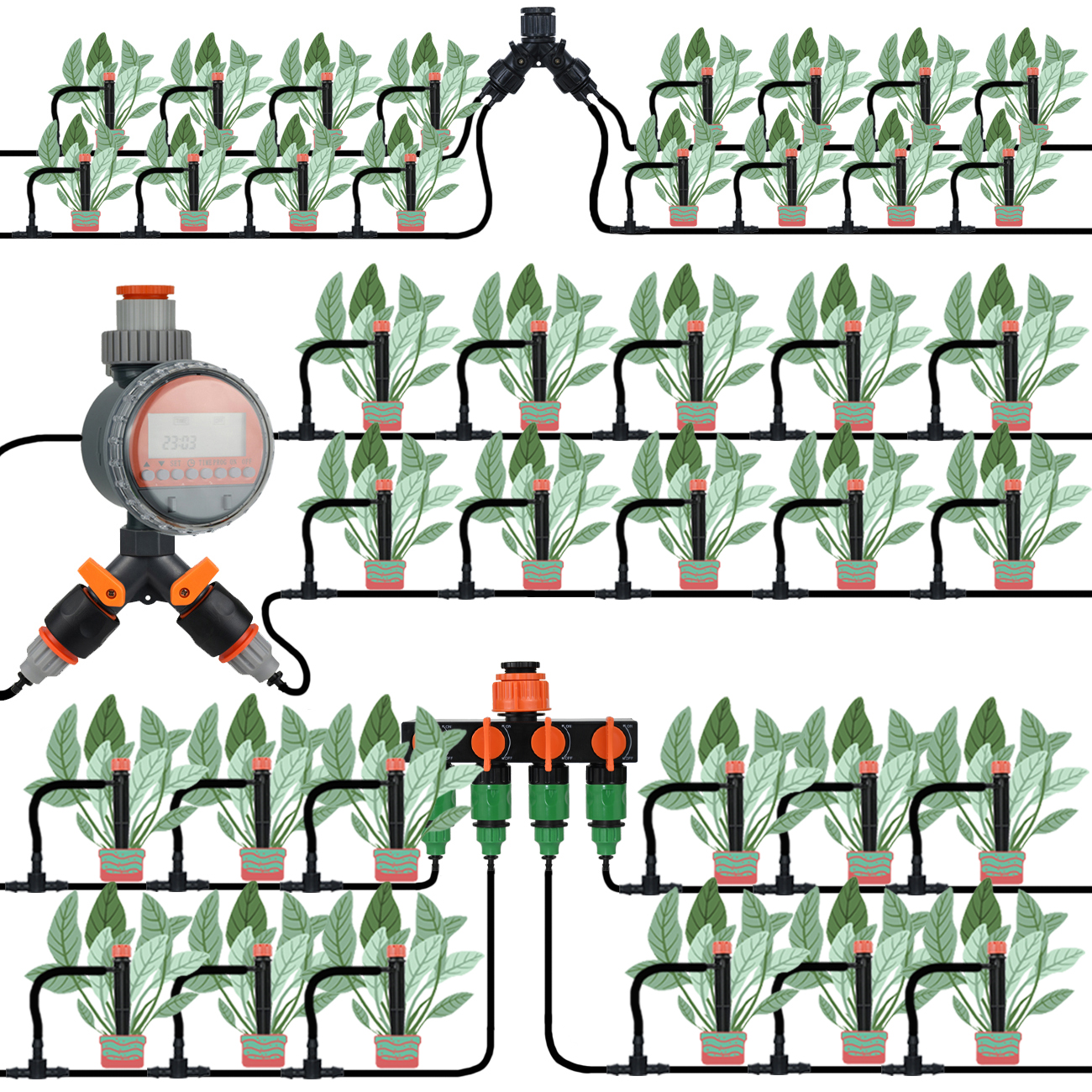 SPRYCLE Automatic Garden Watering System Sprinkler Kits Micro Drip Irrigation System DIY for Potted Plant Vegetables Greenhouse