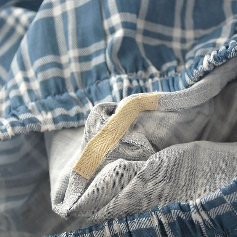 Mannen Plaid Pyjama Pak 100% Katoen Gaas Dunne Casual Pijama Set Lange Mouwen Lange Broek Heren Pyjama Herfst Mannen nachtkleding