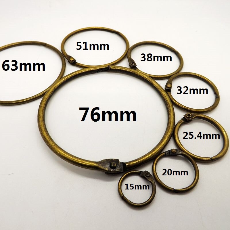 10 pièces antique bronze rideau anneau de reliure de livre en métal anneau de suspension lâche à anneaux à feuilles mobiles