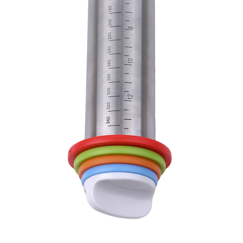 1pc4 Adjustable Discs Stainless Steel Rolling Pin Non-Stick Removable Rings Dough Dumplings Noodles Pizza Baking Tools