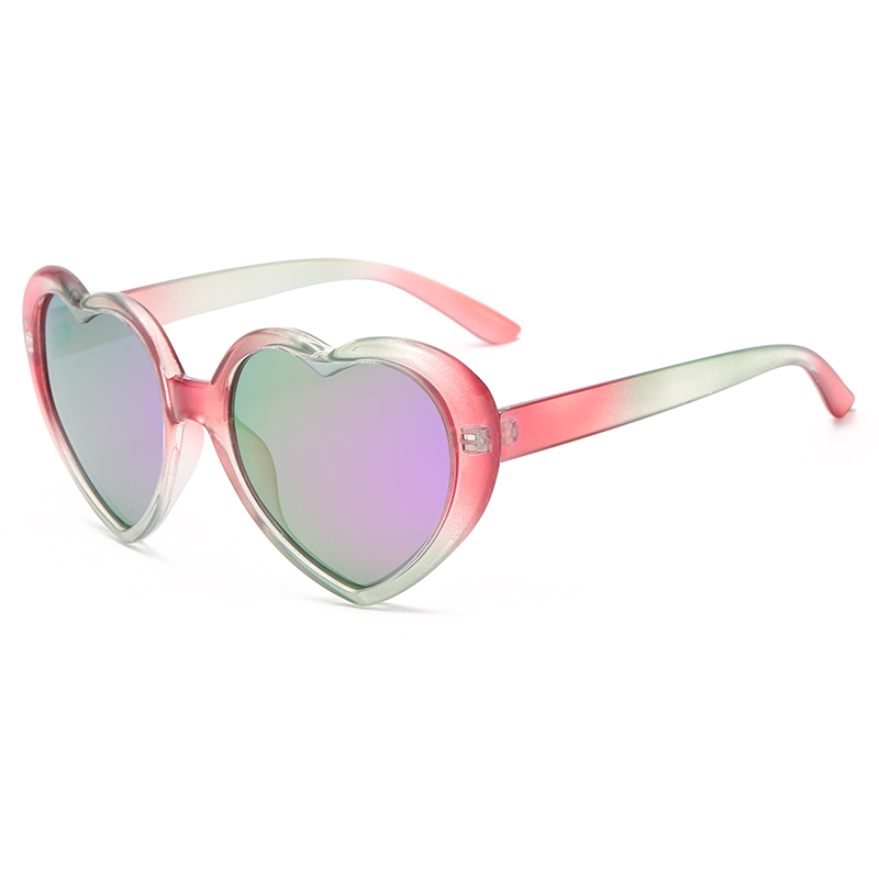 Occhiali da suola sfumati fantasy polarizzati alla moda Occhiali da vista popolari con cuore di pesca Occhiali da suola anti UV design arcobaleno colorato: Colore rosa