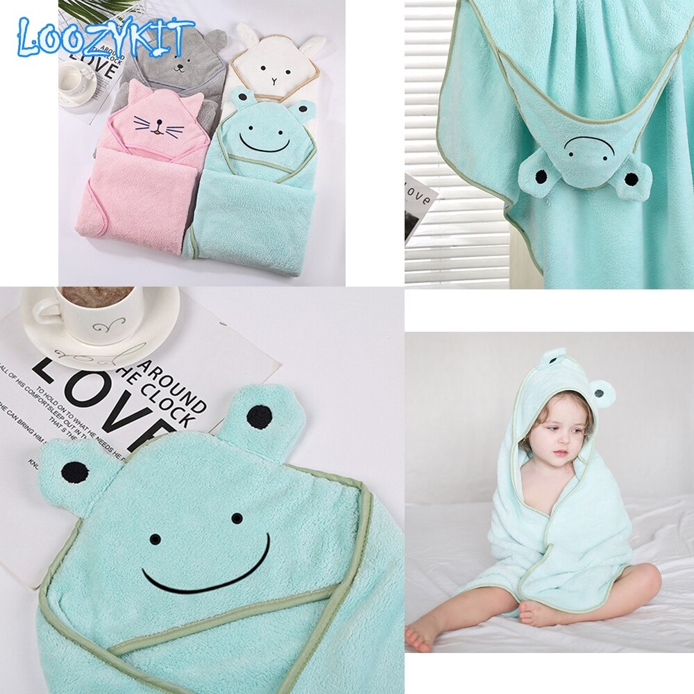 Baby Poncho Badhanddoek Toalla Fluwelen 90*90Cm Fleece Kap Baby Handdoeken Deken Pasgeboren Baby Badcape Zuigeling baby 'S