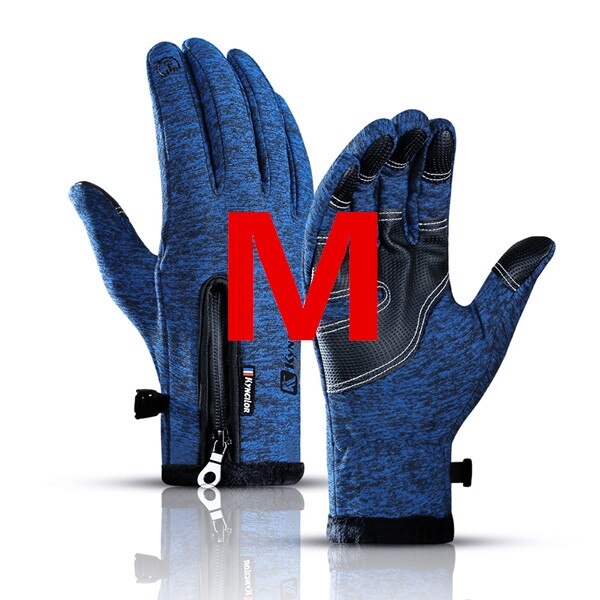 XiaoMi mijia outdoor sports gloves winter warm plus velvet fingertips touch screen splash-proof riding gloves for men and women: Blue M