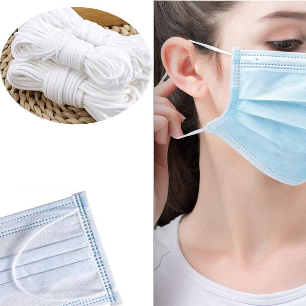 3Mm Masker Touw Ronde Elastische Band Diy Materiaal 5M 10M 20M 50M wit Masker Elastische Touw 1 Zak