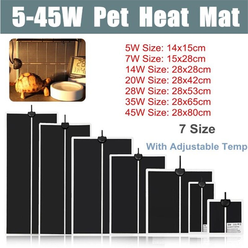 Pet Reptiles Heat Mat Terrarium Climbing Heating Warm Pads 5-45W Adjustable Temperature Controller Mats Reptiles Accessories