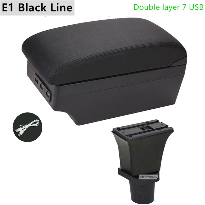 Car Armrest Box for Citroen C1 Special Retrofit Parts Center Storage Box with USB LED Light Accessories: E1 Black Line