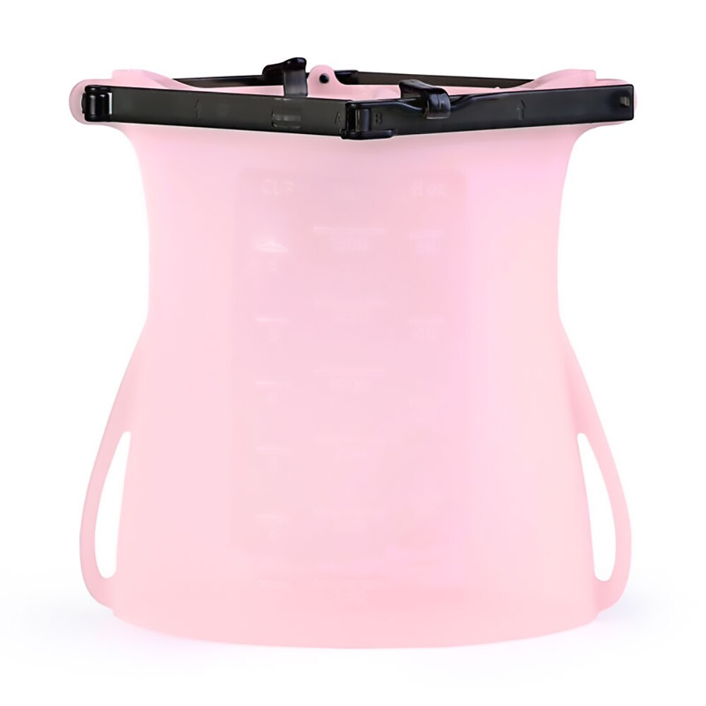Reusable Food Storage Bag Silicone Sealing Containers Zip Lock Leak Proof Organizer for Snack Fruit Meat Refrigerator Fresh Keep: Pink / 1500ML