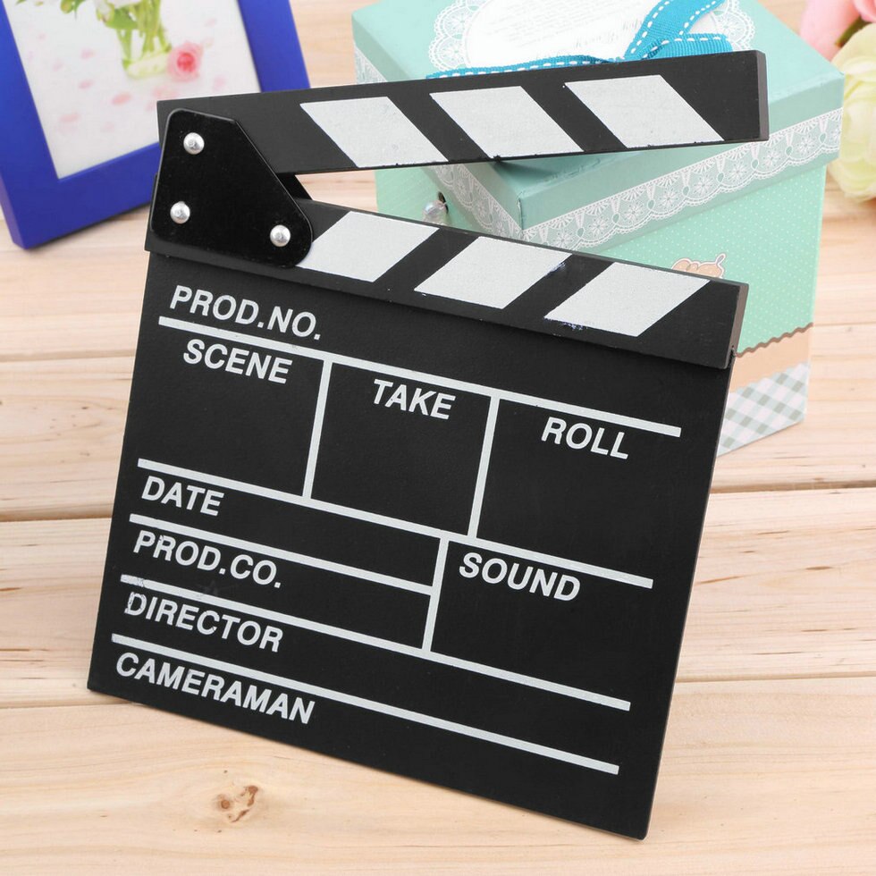 Wood Director Video Scene Clapperboard TV Movie Clapper Board 20x20x1.5cm Film Slate Cut Prop high performance