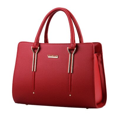 Women Bag Vintage Handbag Casual Tote Women Messenger Bags Shoulder Top-Handle Purse Wallet Leather Black Blue: Burgundy