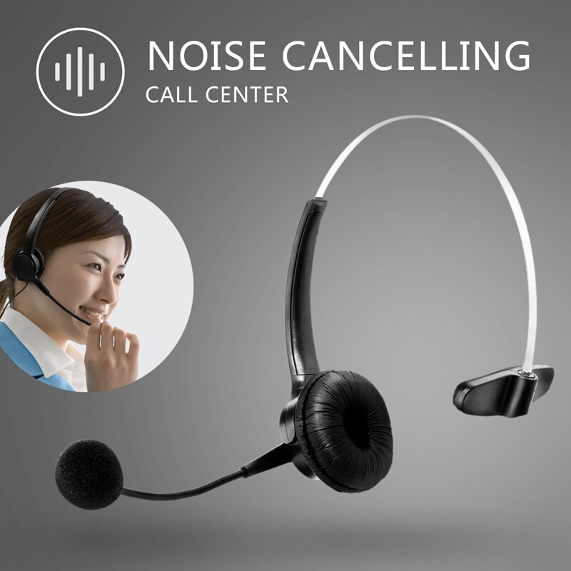 Telefoon Headset Callcenter Operator Kristal Hoofd Handsfree Noise Cancelling Hoofdtelefoon Met Micro Voor Telefoon