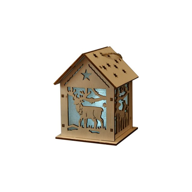 Festival LED Licht Weihnachten Baum Dekorationen Für Haus Holz Haus Nizza Beleuchtet Holz Haus DIY Fenster Dekoration: Hirsch-M