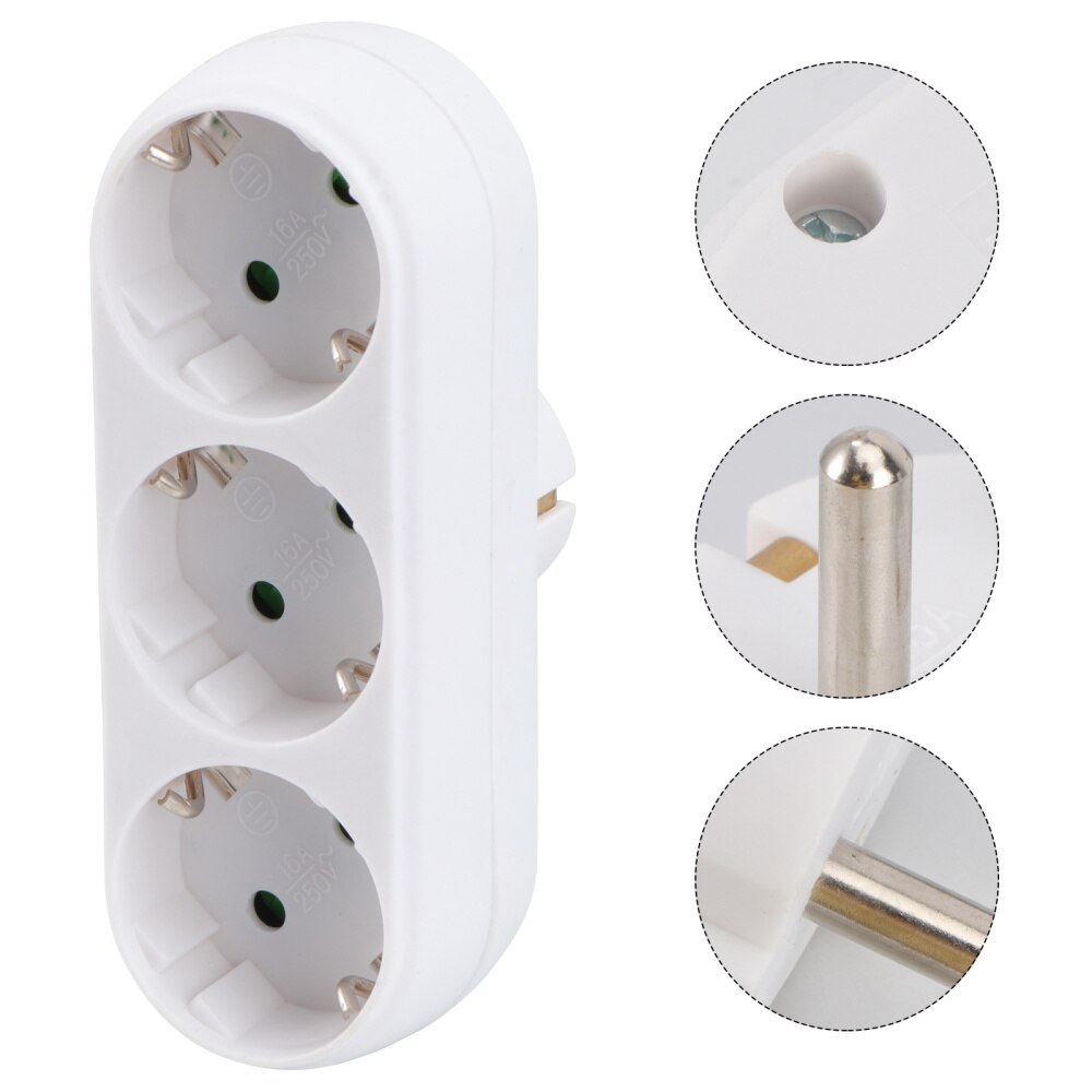 Triple Socket Power Socket Adapter Anti-flame Heat-resistant Socket Panel with EU Plug White