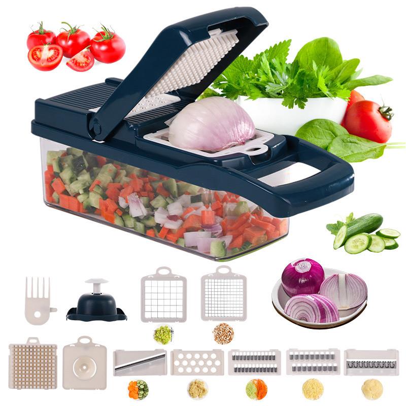 Vegetable Cutter Multi-Functional Household Cut Potato Chips Carrot Shredded Grater With Drain Basket Detachable Kitchen Tools