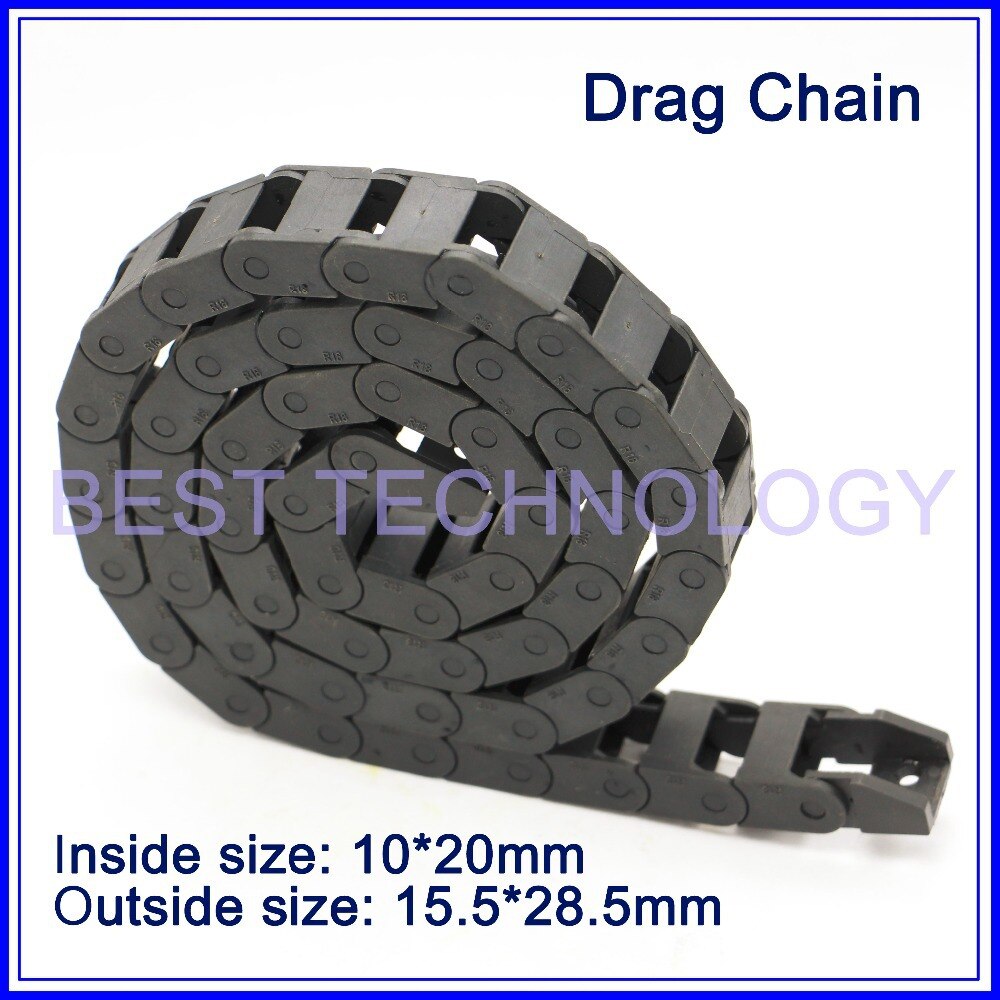 10X20Mm L1000mm Plastic Kabel Slepen Keten Wire Carrier Met End Connectors Plastic Sleepkabel Cnc Mill Router Machine non Opening
