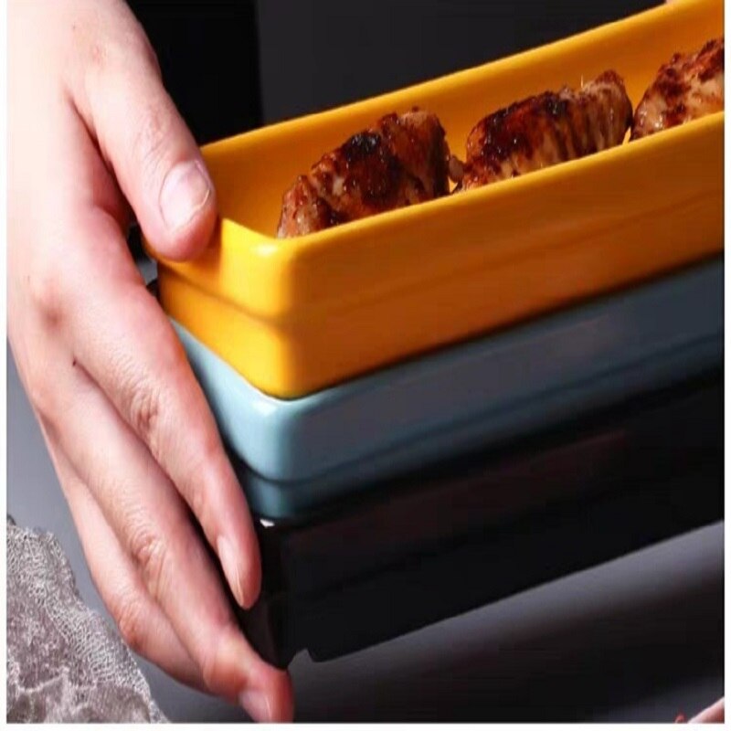 Ceramic Storage Tray Rectangle Fruit Salad Dessert Plate Dinnerware Nordic Snack Storage Tray Kitchenware Organization Container