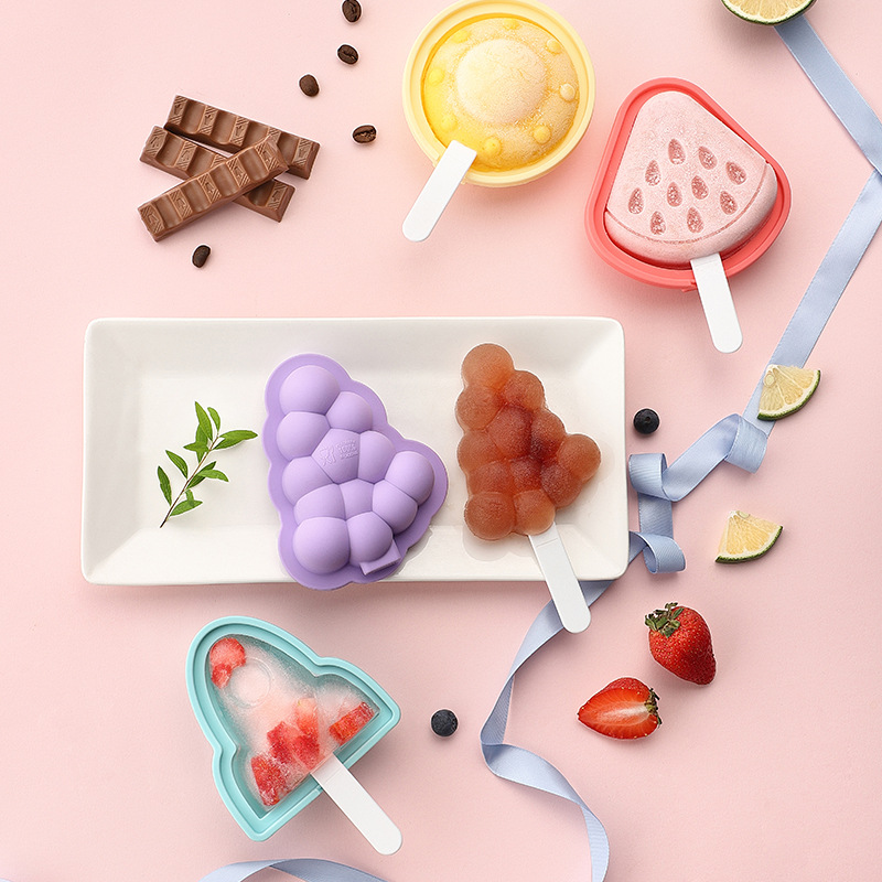Silicone Ice Cream Mold with Lid Healthy 3D Reusable Summer DIY Homemade Popsicle Chocolate Tray Baking Tool Kitchen Accessories