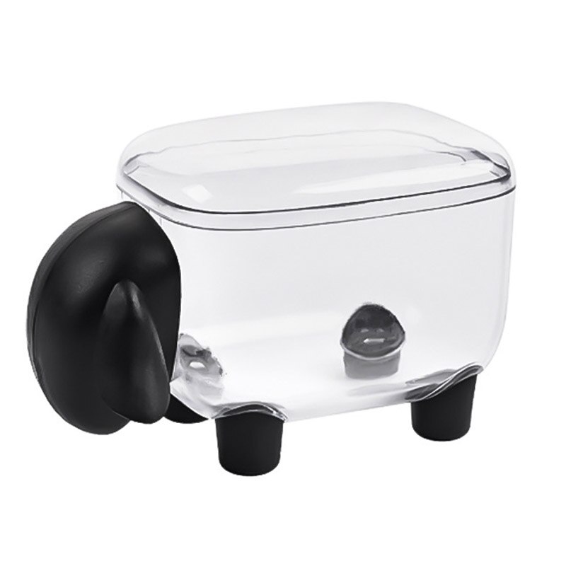 Baumwolle Tupfer Box Mini Kunststoff Zahnstocher Speicher Niedlich Tier Form Staub-Proof Haushalts Desktop-Organizer NSV775: Black