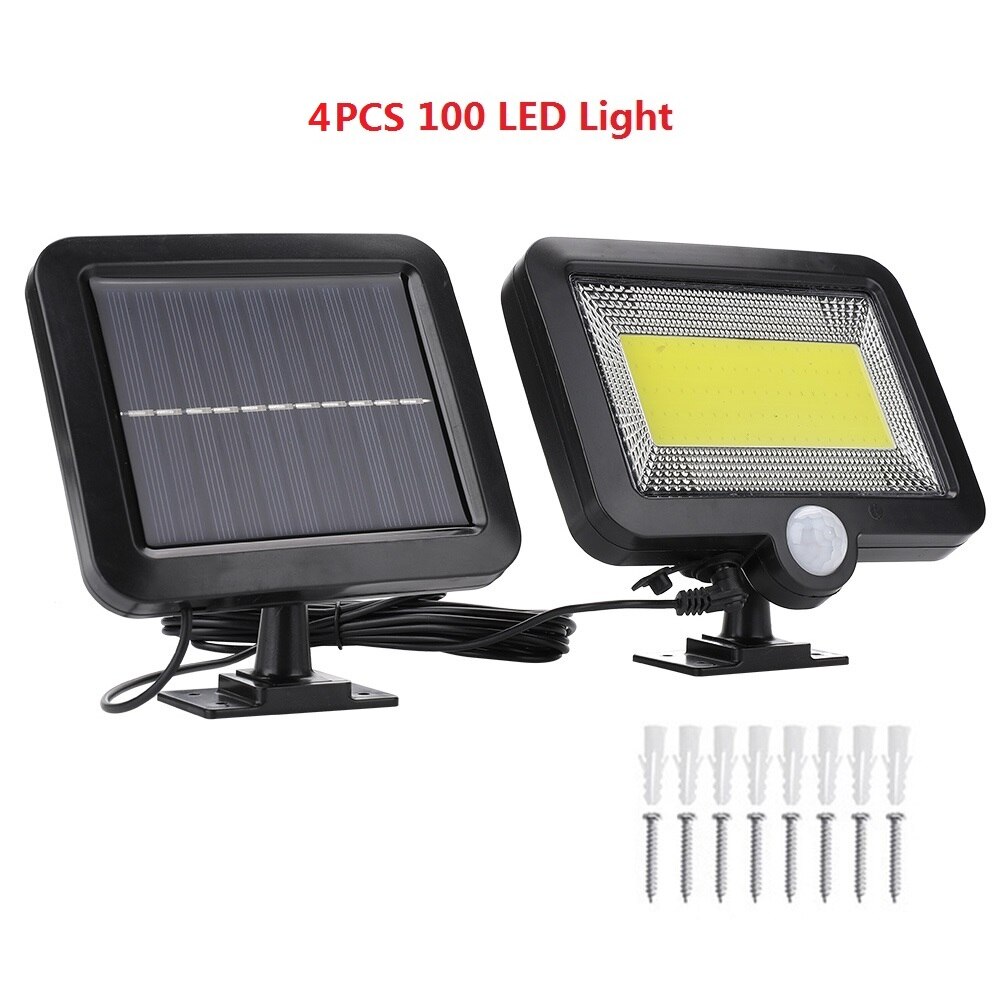 100 Led Solar Light Outdoor Solar Lamp Pir Motion Sensor Wandlamp Waterdichte Zonne-energie Zonlicht Voor Tuin Decoratie: 4PCS