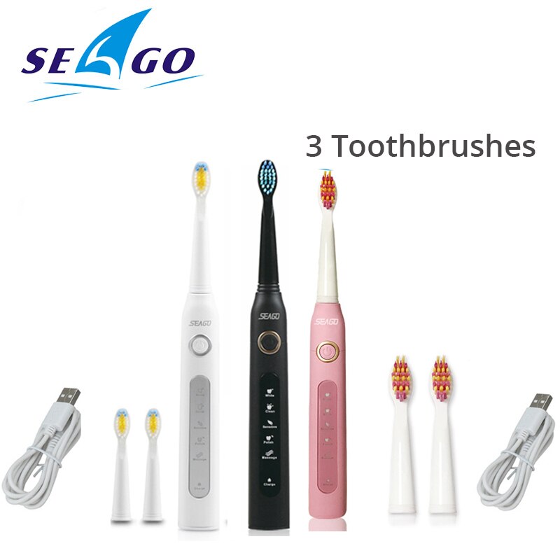 Seago Sonic Toothbrush Electric USB Rechargeable Waterproof Replacement Brush Head Best