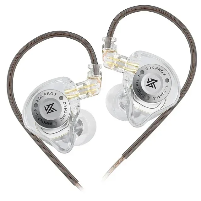Auriculares KZ EDX PRO X con cable, auriculares con unidad dinámica, auriculares deportivos con cancelación de ruido de graves HIFI con micrófono KZ ZSN, auriculares EDC de música: Blanco