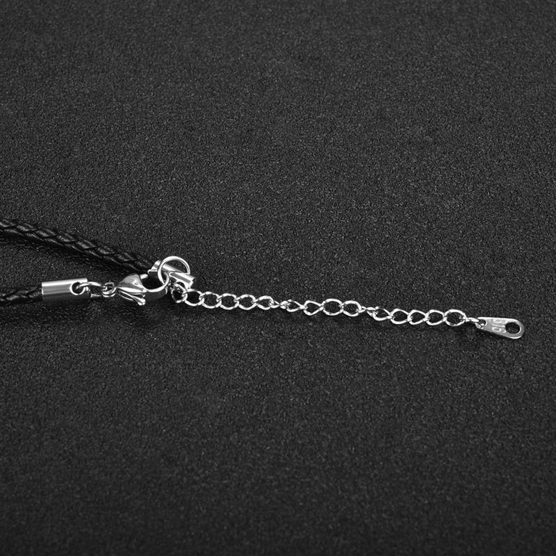 Schwarze, geflochtene halskette aus 50cm pu-lederkordeln für damen und herren, diy-Halsband mit karabinerverschluss und verlängerungskette
