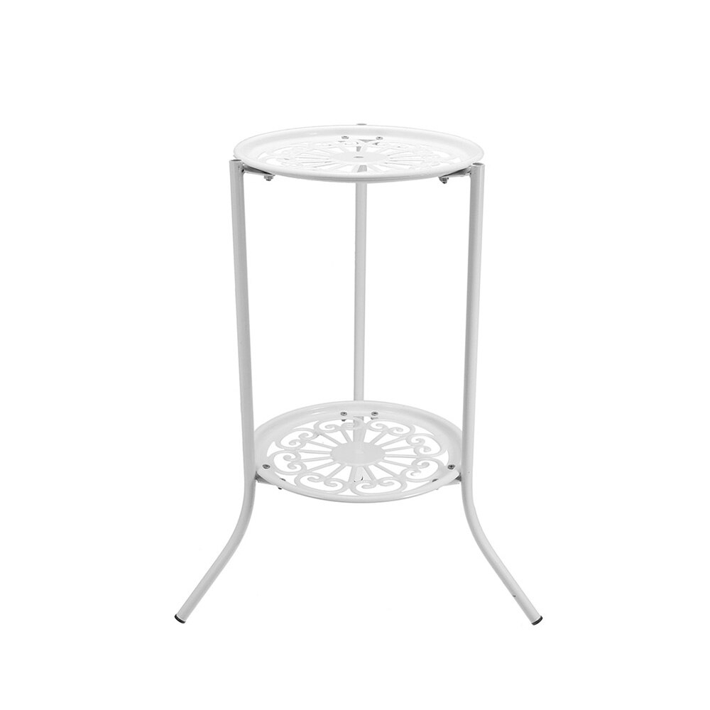 Støtte til blomster 2 holder metal urtepotte stativ sort blomst display hylde have terrasse hjem indendørs udendørs plante stativ: Hvid