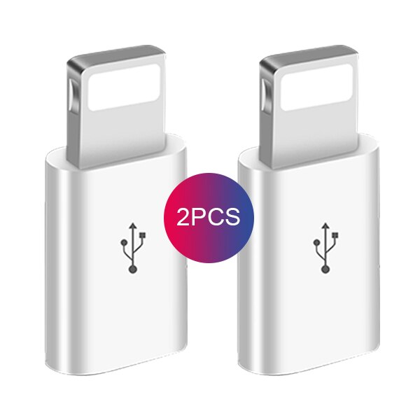 Mini Otg Micro Usb Bliksem Adapter Voor Iphone 12 11 Pro Xs Max Xr X 10 8 7 Plus microusb Male Naar Ios 8Pin Vrouwelijke Connecor: 2 Pcs White