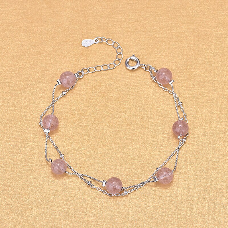 Good Factory Price Real Silver Color Pink Crystal Layer Bracelets Fine Jewelry