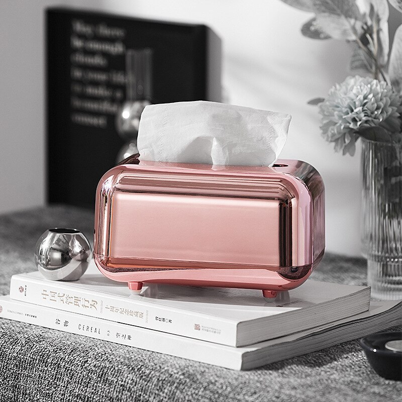 Porte-serviettes en papier doré, boîte à mouchoirs de cuisine, organisateur d'ornement artisanal, porte-serviettes de bureau: Pink plated