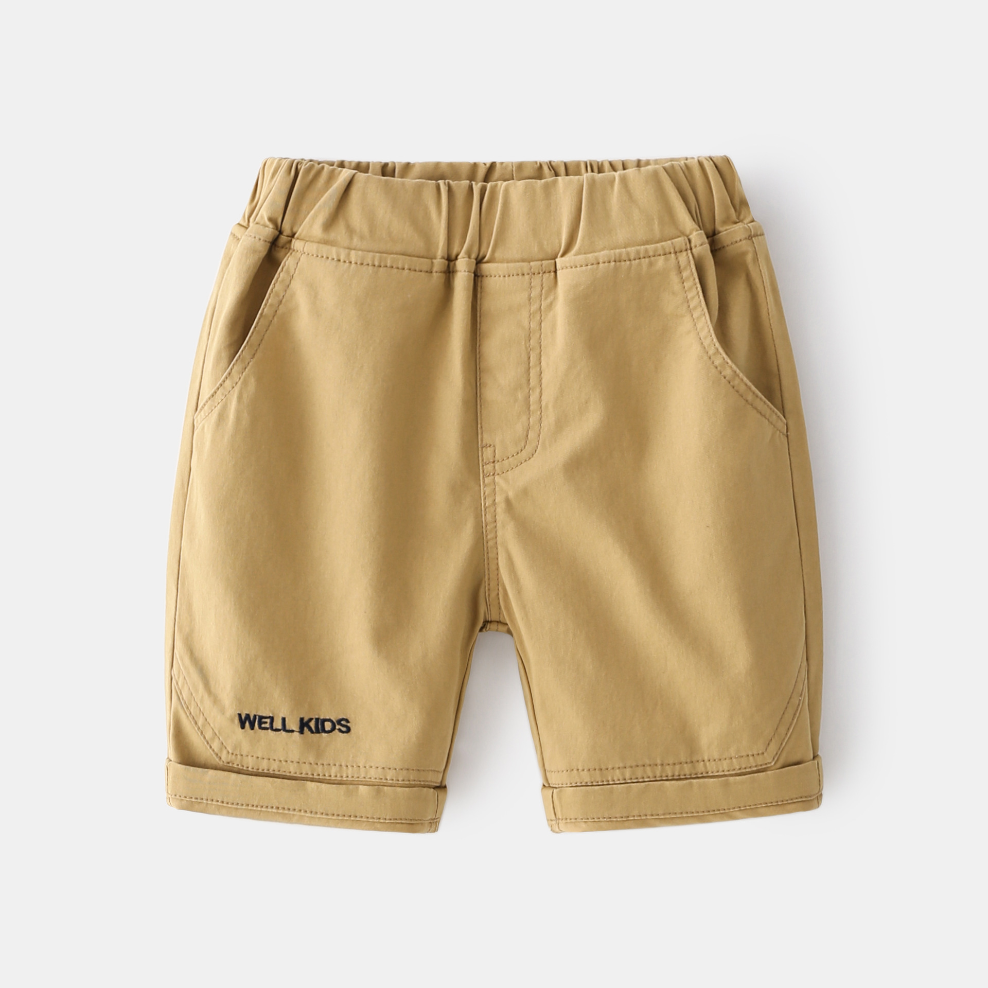 Short d'été en coton pour garçon, pantalon à la , taille élastique, longueur aux genoux, vêtements pour enfants: khaki / 5