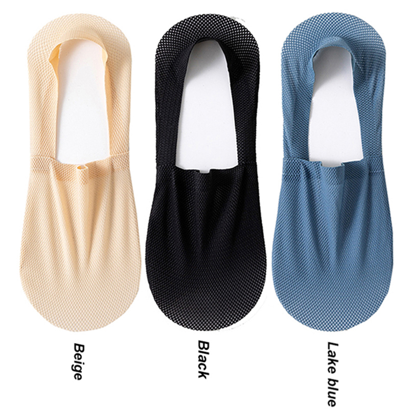 3 Paare/los Männer Stiefel Socken Sommer Dünne Unsichtbare Socke Atmungsaktive Sanft lässig Sox Elastische Gittergewebe Sokken Meias: Blau Weiß