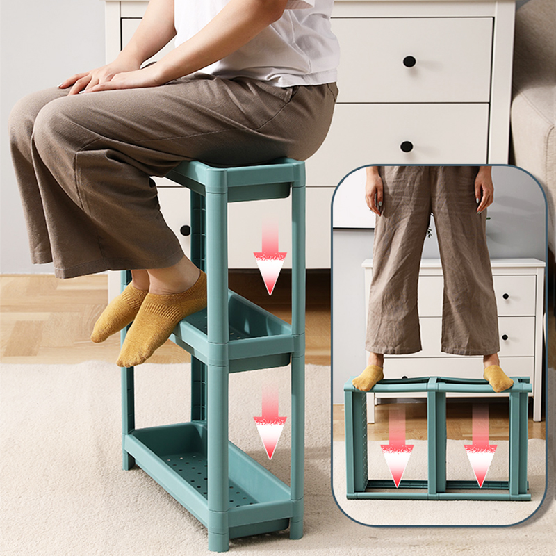 2/3/4 Tier Storage Shelf Plastic Subdries Rack Interspace Storage Racks Refrigerator Space Rack with Roller for Kitchen Bathroom