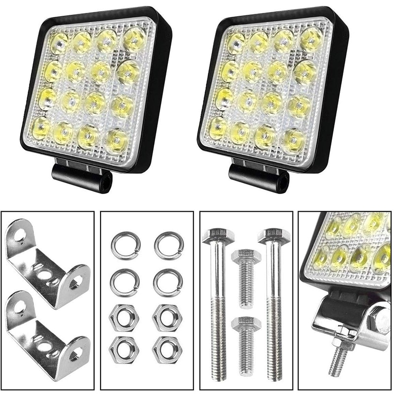 Led Licht Bar 48W Led Bar 16Barra Vierkante Spot Off Road Led Verlichting 12V 24V Voor Auto Vrachtwagen 4X4 4WD Auto Suv Atv