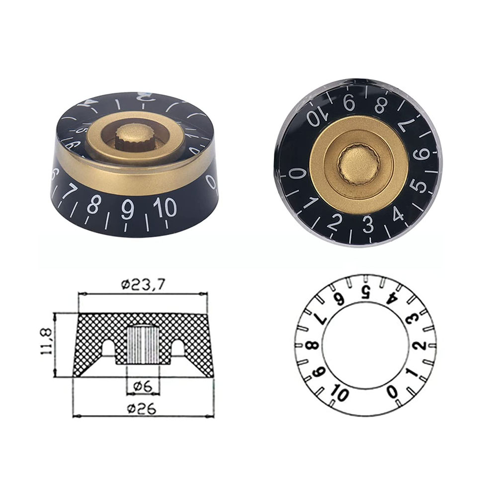 4 Uds. De perillas de volumen para guitarra, perillas de Control de volumen de velocidad para guitarra eléctrica Epiphone Les Paul, color negro