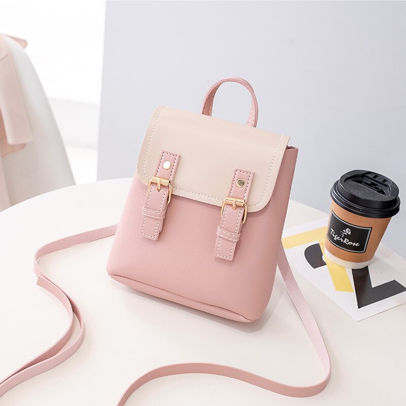 femmes sac à dos multi-fonction voyage sac tendance collège vent couleur unie pu cuir sac seau sac