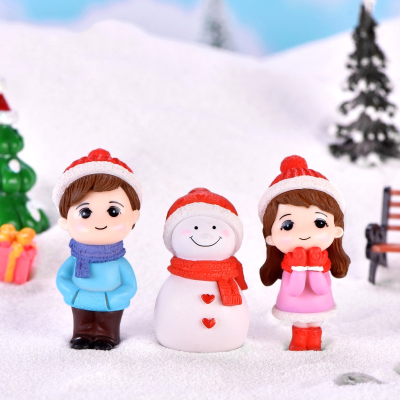 Xunsfy Jaar Winter Liefhebbers Leuke Kids Sneeuwpop Ornamenten Miniatuur Beeldje Voor Home Decor Tuin Kerst Decoratie