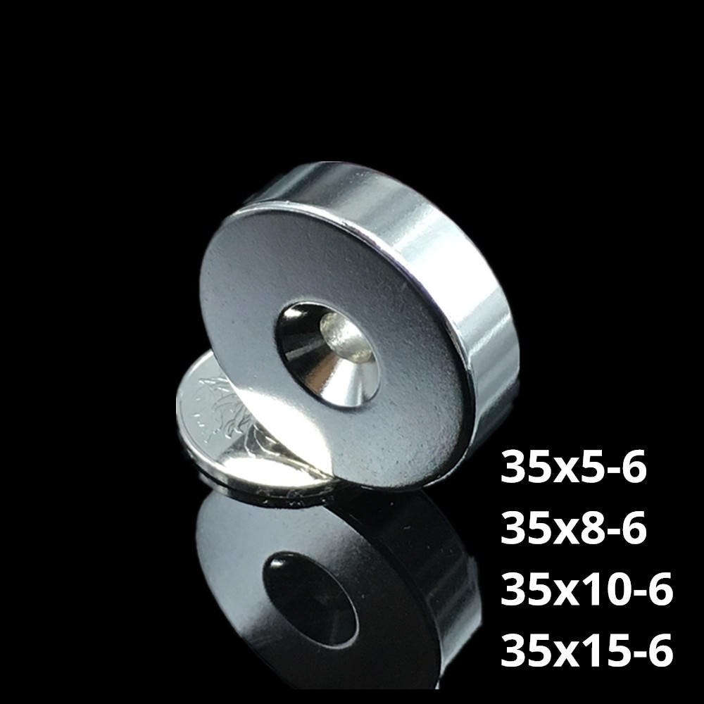1/2Pcs D35 Gat 6Mm Neodymium Magneet 35x5-6/35x10-6mm Sterke Zeldzame Aarde Neodymium Magneet Ndfeb Permanente ronde Magnetische
